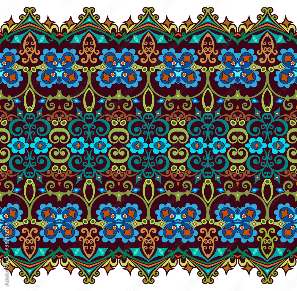 Abstract ethnic nature tile stripe seamless border