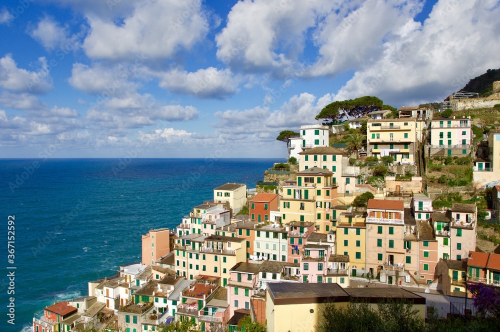 view of the city of Corniglia, Cinque Terre, Liguria, Italy

