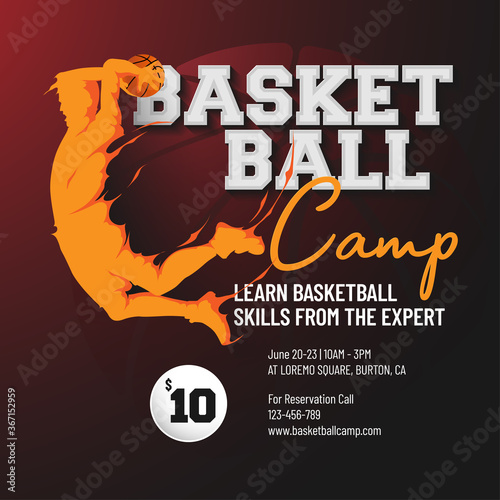 basketball camp design flyer template