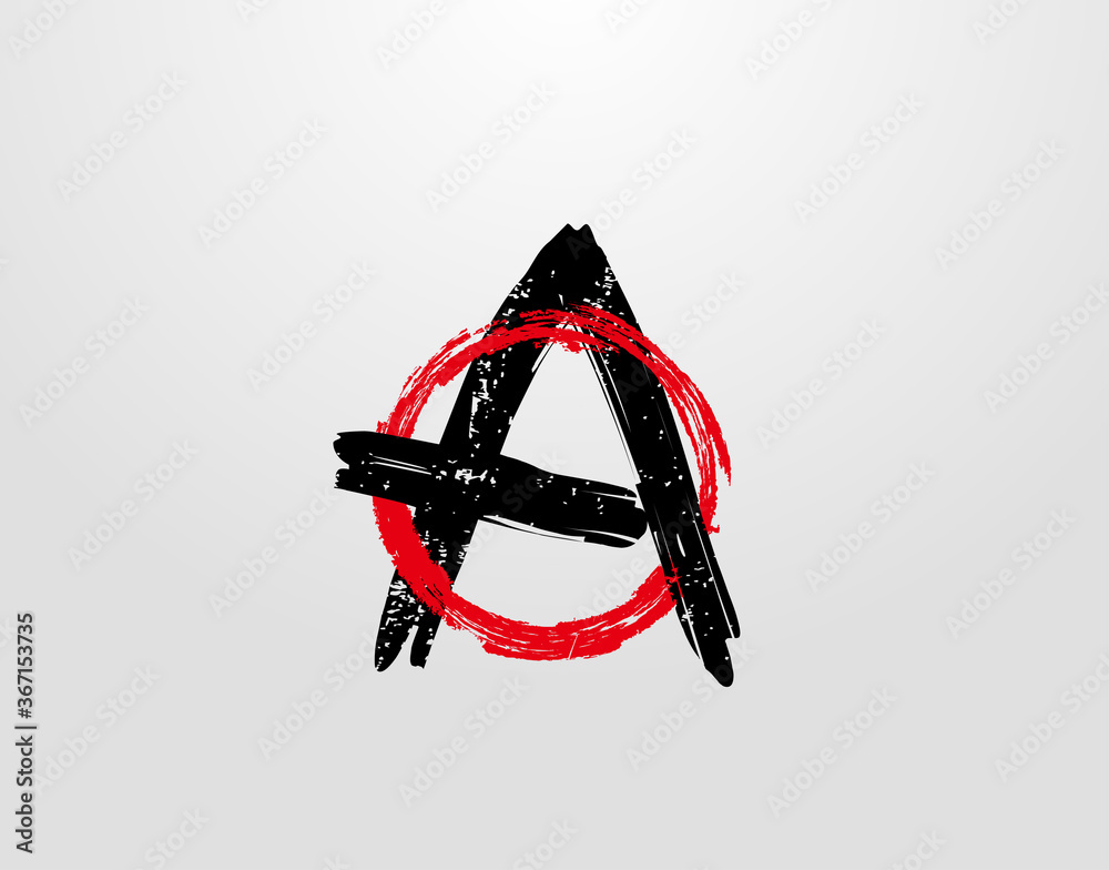 Fototapeta premium A Letter Logo With Red Circle Grunge Splatter Element. Retro logo design template.