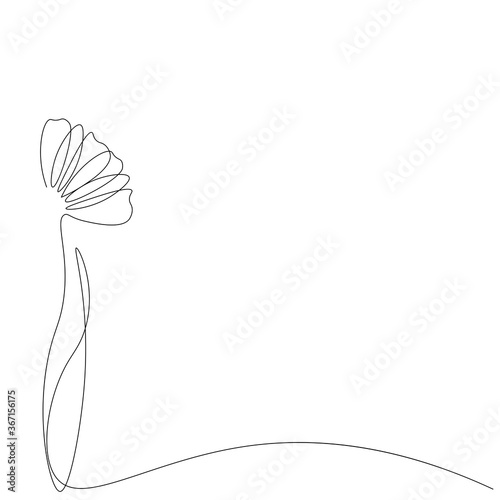 Flower one line drawing. Vector illustration