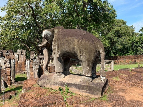 Eléphant d'un temple à Angkor, Cambodge