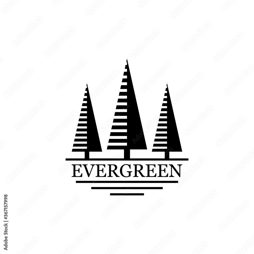 Fototapeta premium Evergreen badge logo design. Pine, evergreen, fir, hemlock, spruce, conifer, cedar, coniferous, cypress, larch, pinus trees logo design. Vector illustration