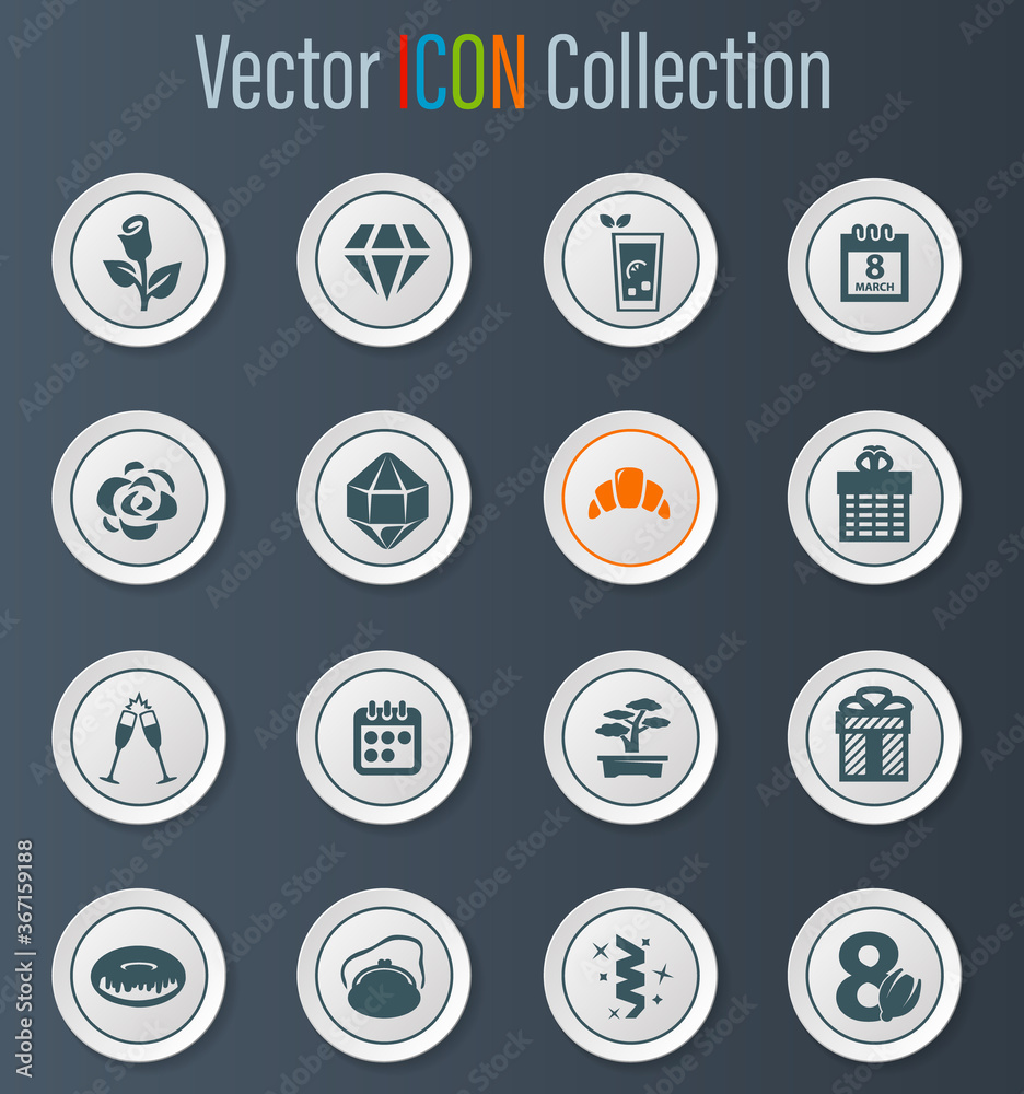 8 March icons set