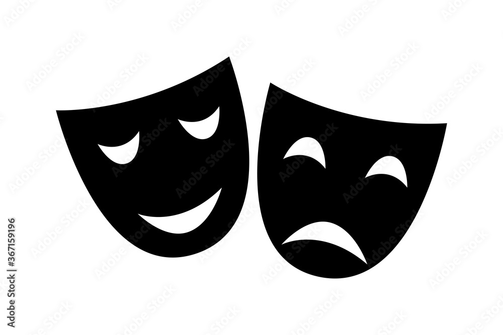 Happy and sad black and white masks Happy and sad black and white masks