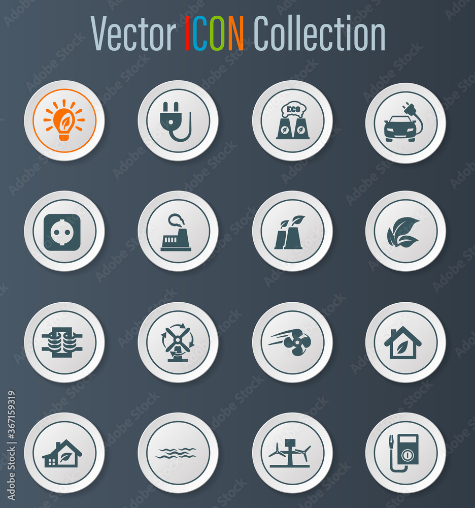 Alternative energy icons set Alternative energy icons set