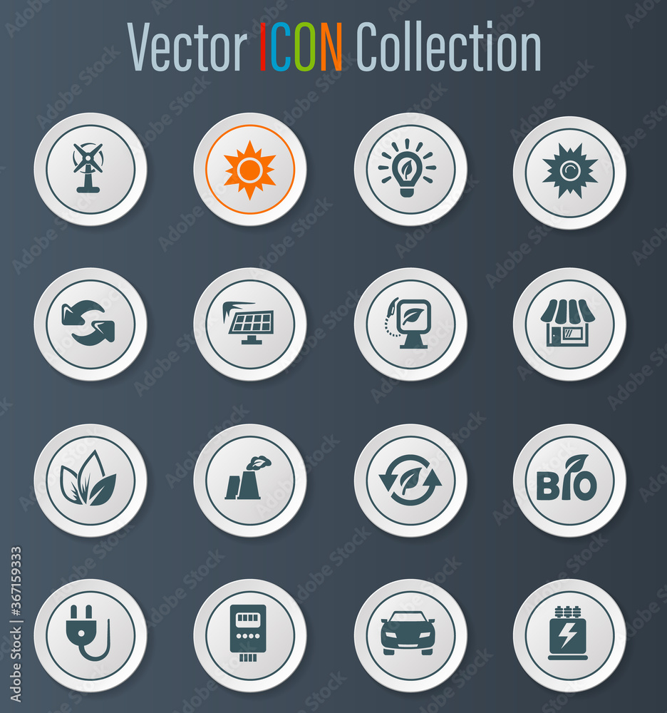 Alternative energy icons set Alternative energy icons set