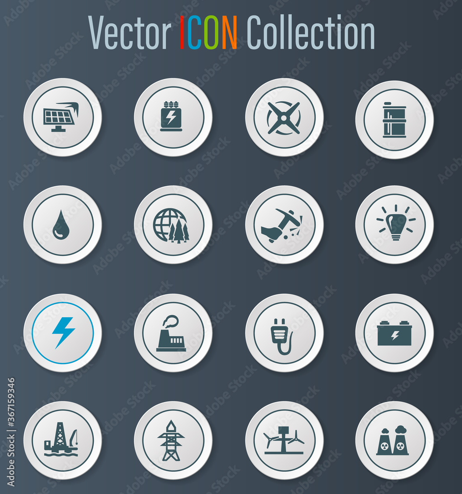 Alternative energy icons set Alternative energy icons set