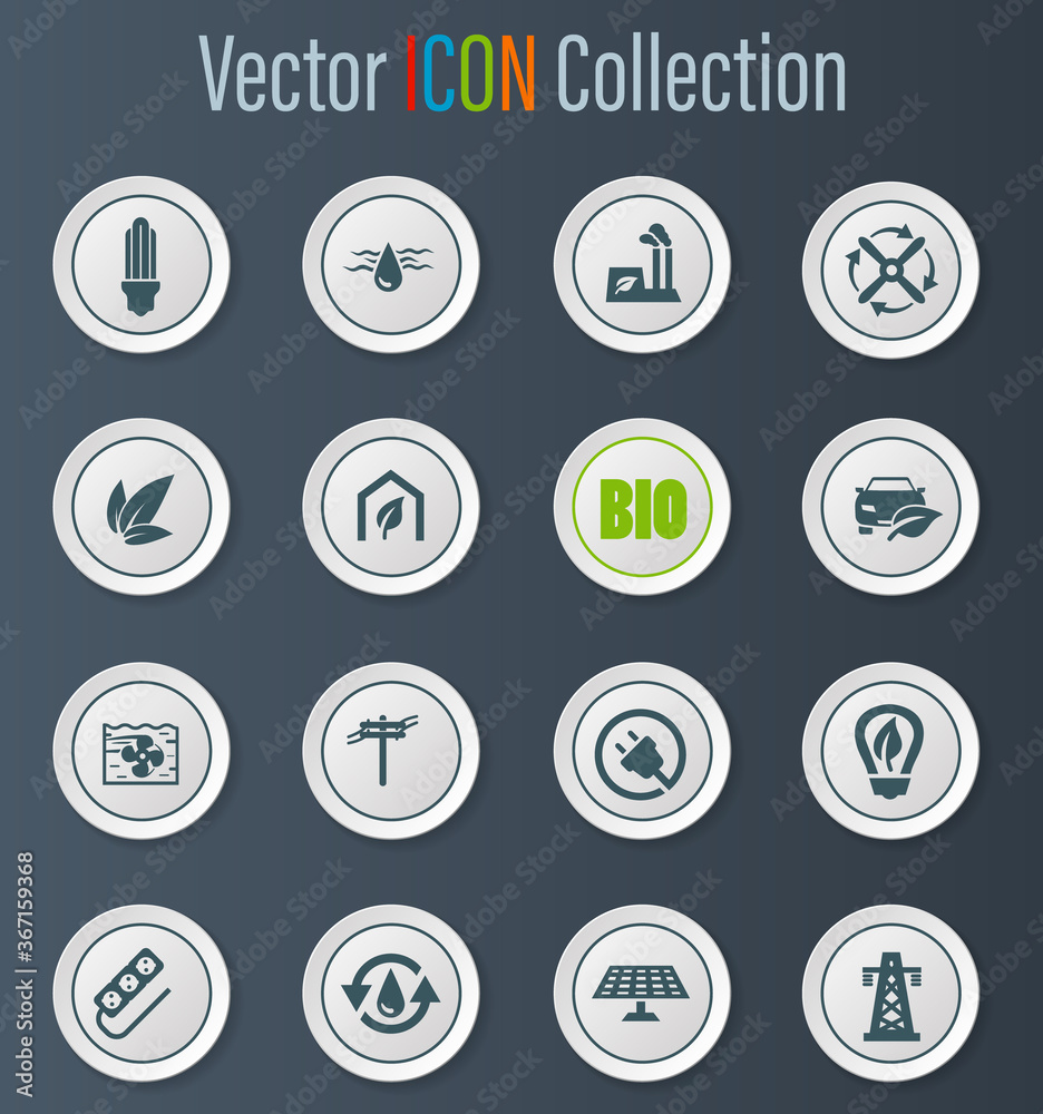 Alternative energy icons set Alternative energy icons set