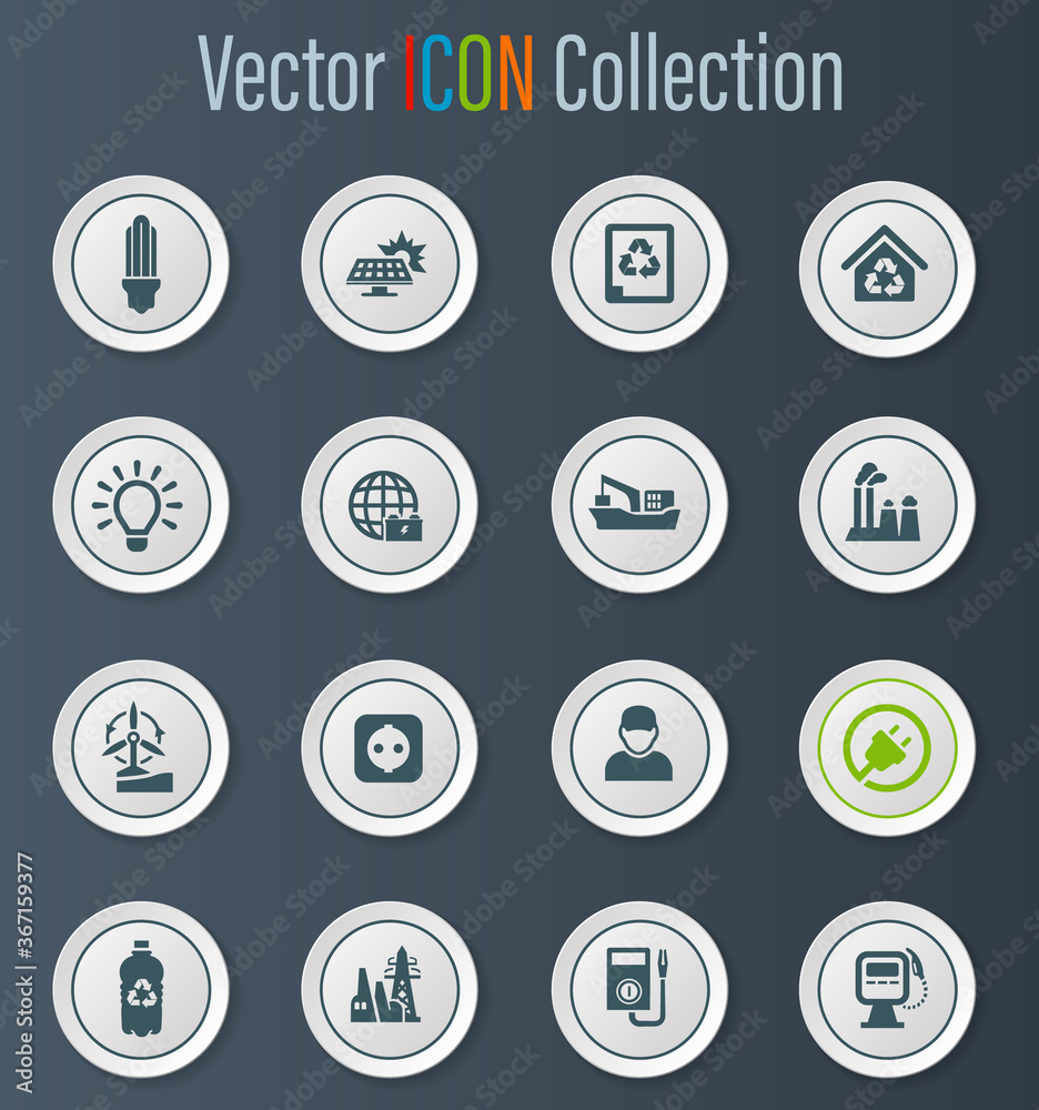 Alternative energy icons set Alternative energy icons set