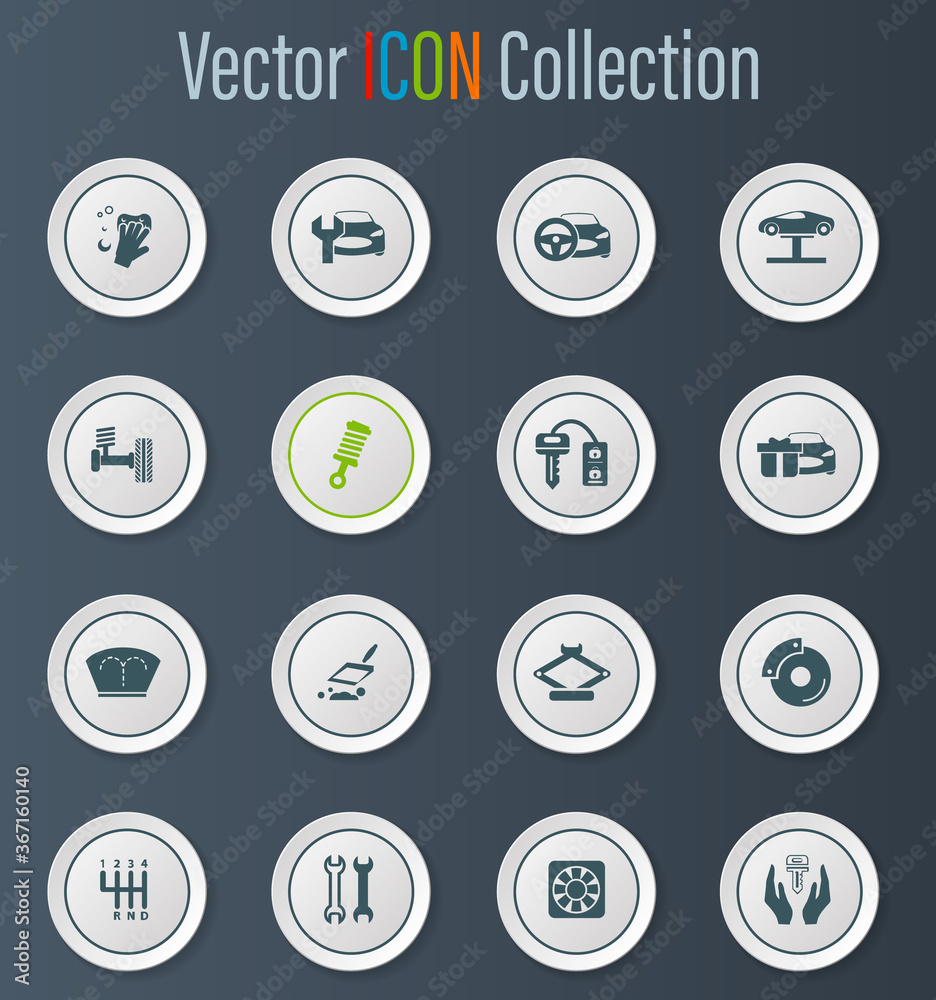 Car shop icons set Car shop icons set
