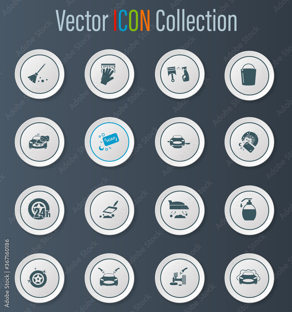 Car wash shower service icons set Car wash shower service icons set