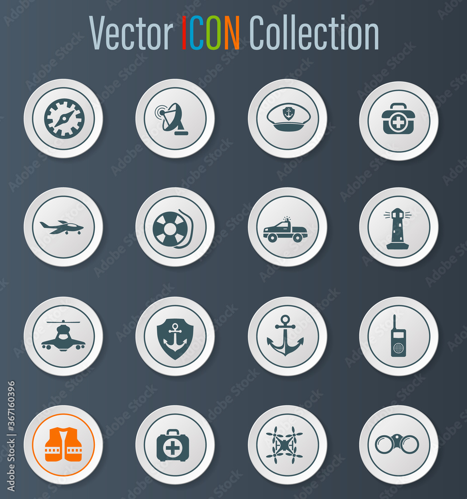 Coast Guard icons set