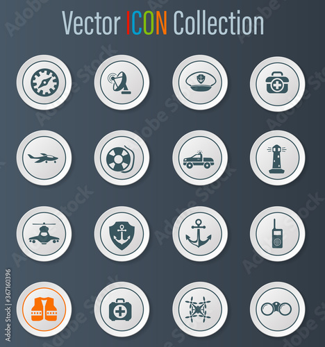 Coast Guard icons set