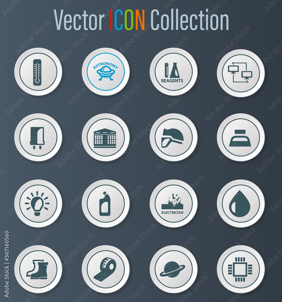Courses school icons set Courses school icons set