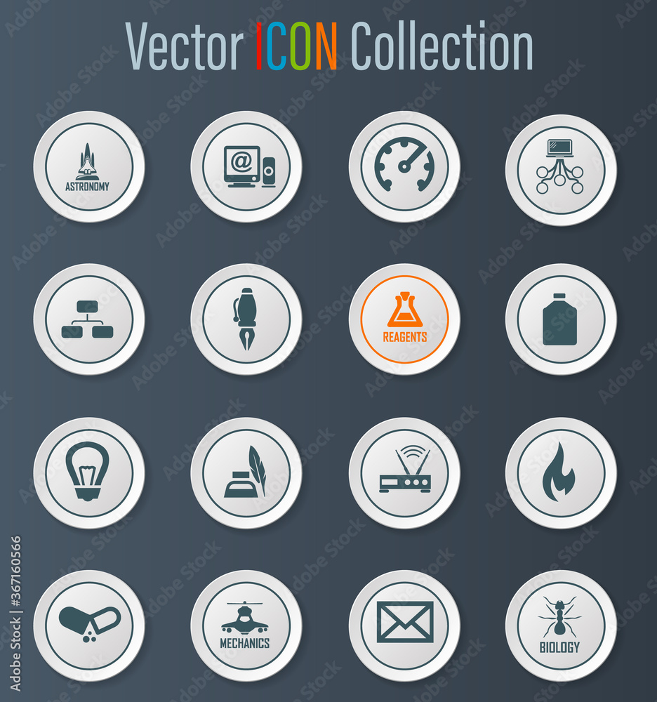 Courses school icons set Courses school icons set