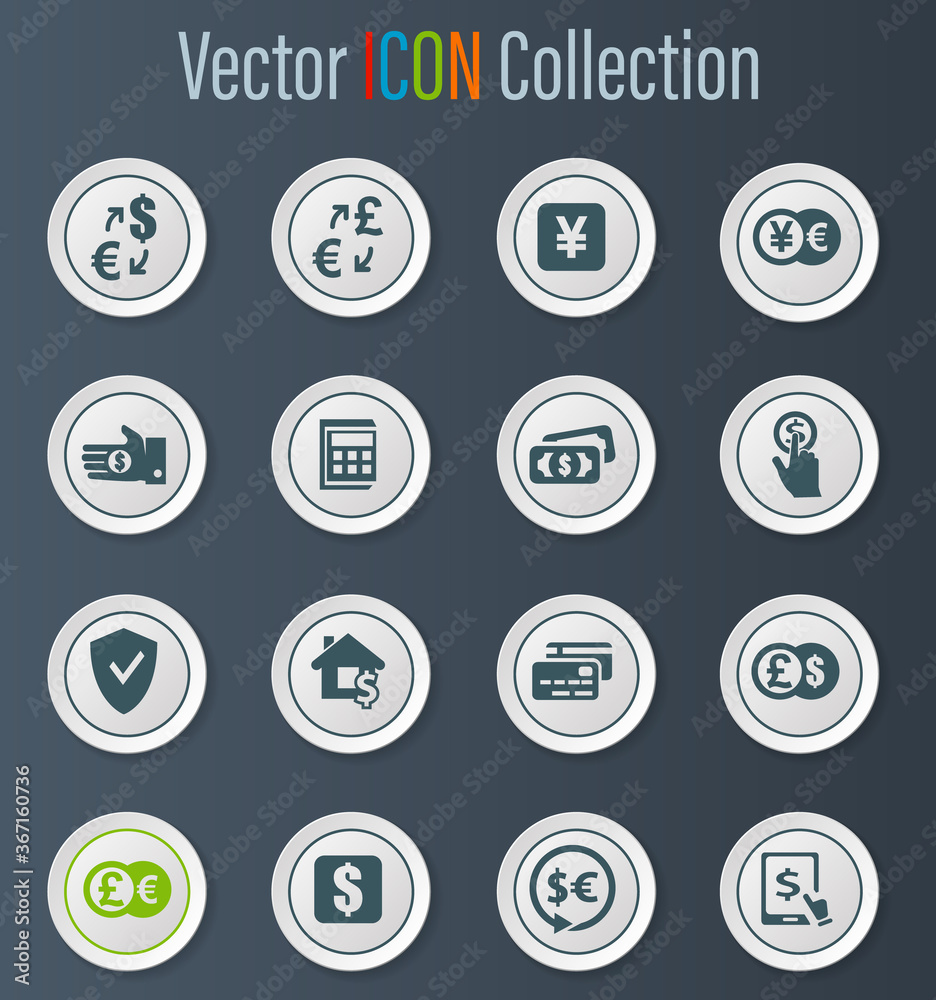Currency exchange icons set Currency exchange icons set