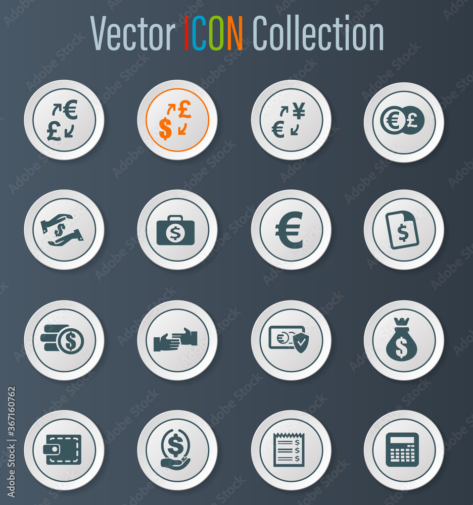 Currency exchange icons set Currency exchange icons set