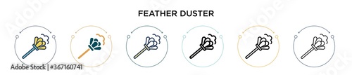 Feather duster icon in filled, thin line, outline and stroke style. Vector illustration of two colored and black feather duster vector icons designs can be used for mobile, ui, web