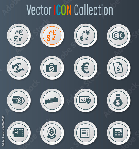 Currency exchange icons set