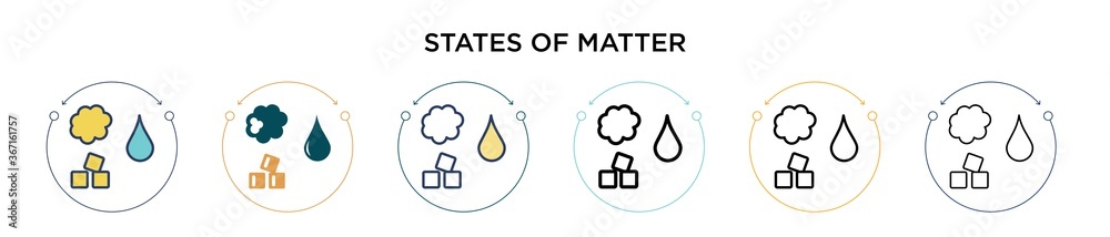 States of matter icon in filled, thin line, outline and stroke style ...