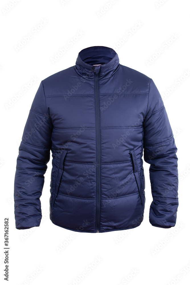 Blue men sport winter jacket, isolated white Blue men sport winter jacket, isolated white