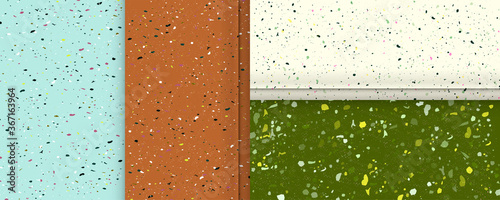Set textures nature color in the style of terrazzo venziano. Vector texture of natural stone