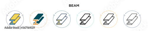 Beam icon in filled, thin line, outline and stroke style. Vector illustration of two colored and black beam vector icons designs can be used for mobile, ui, web