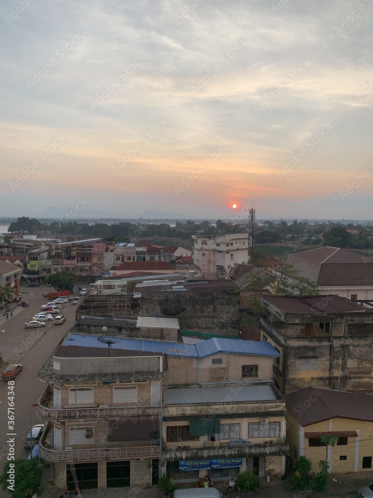 Coucher de soleil à Paksé, Laos