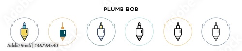 Plumb bob icon in filled, thin line, outline and stroke style. Vector illustration of two colored and black plumb bob vector icons designs can be used for mobile, ui, web