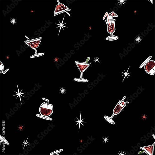 Beautiful retro summer cocktail drinks seamless pattern vector EPS10 ,Design for fashion fabric ,web,wallpaper,wrapping and all prints