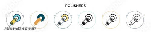 Polishers icon in filled, thin line, outline and stroke style. Vector illustration of two colored and black polishers vector icons designs can be used for mobile, ui, web