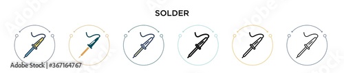 Solder icon in filled, thin line, outline and stroke style. Vector illustration of two colored and black solder vector icons designs can be used for mobile, ui, web