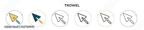 Trowel icon in filled, thin line, outline and stroke style. Vector illustration of two colored and black trowel vector icons designs can be used for mobile, ui, web