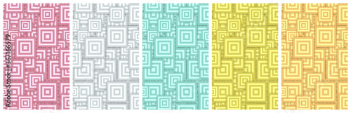 2D Illustration - Abstract Cover Background Set with Retro Squares Shapes Surface - five 10:16 Images ( Size each: 2000 x 3200 ) - e.g. for book / ebook cover design