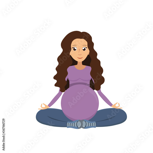 Pregnant woman meditates