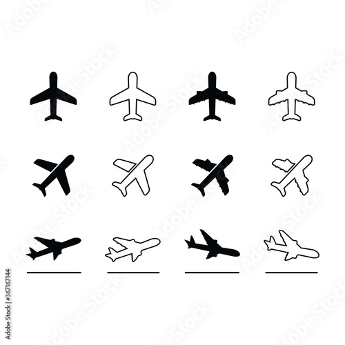 Simple Icon of Plane and Airport Related Vector Icons. Contains Such Icons as Plane  Flying  Landing  Departures  Arrivals  Flight. Perfect Symbol and Line.
