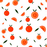 Seamless pattern with orange fruits