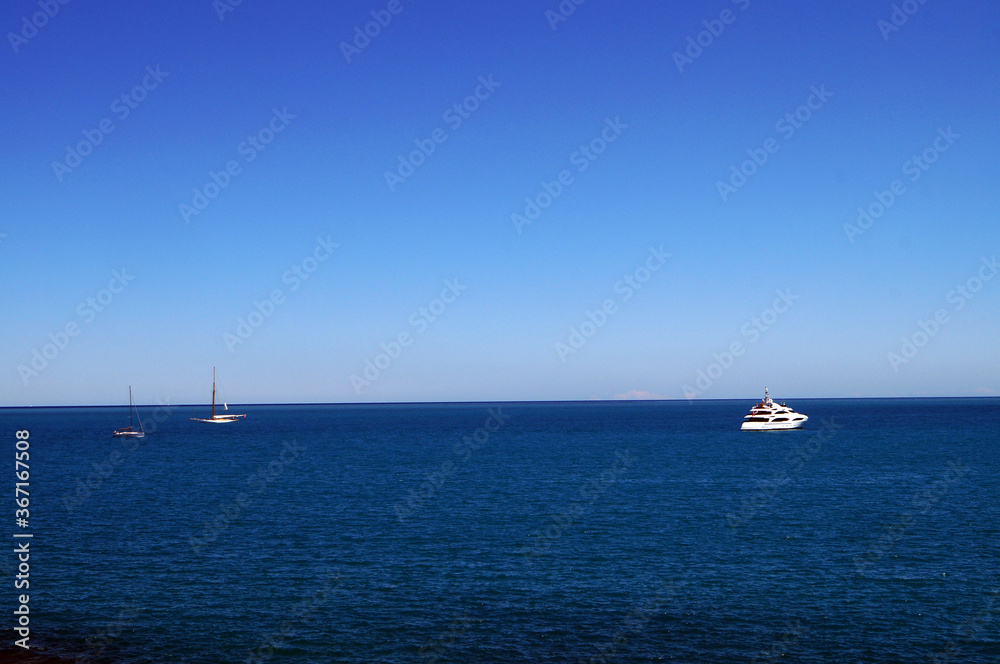 Mediterranean sea, blue water, summer, sunny day, coast, France