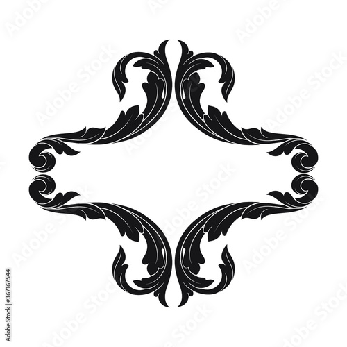 Vintage Ornament Element in baroque style with filigree and floral engrave the best situated for create frame  border  banner. It s hand drawn foliage swirl like victorian or damask design arabesque.