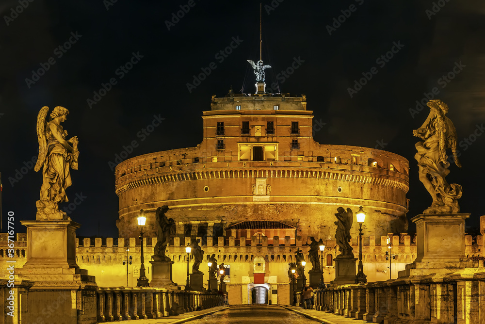 Naklejka premium Ponte and castel Sant'Angelo, Rome, Italy