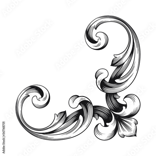 Classical baroque vector of vintage element for design. Decorative design element filigree calligraphy vector. You can use for wedding decoration of greeting card and laser cutting.