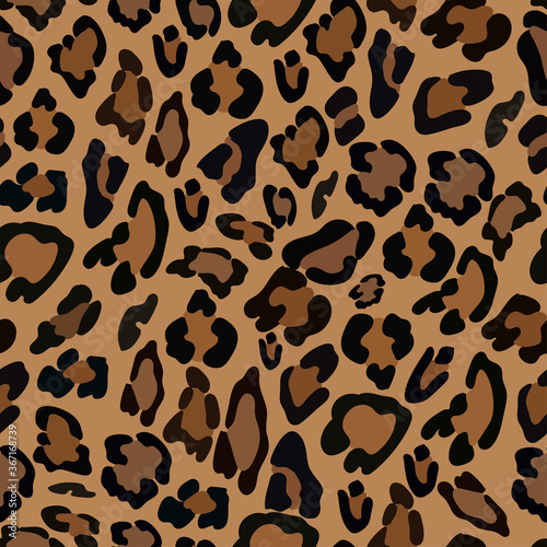 Vector Seamless pattern of leopard skin on brown background, Wild Animals pattern for textile or wall paper