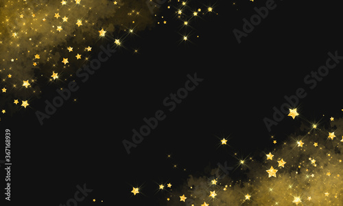 Gold Stars On The Dark Background