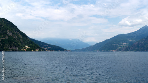 View on the lake Como from Menaggio town in Italy. Lake and mountains