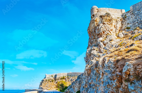 Remains of old Venetian fortress on the rock, Rethymno, Crete, Greece photo