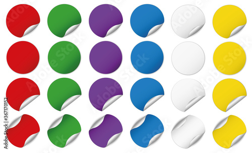 set of round sticker banners on white background