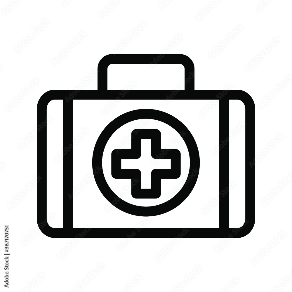 First aid kit outline icon on isolated background, Medical bag line icon, First aid kit vector illustration for logo, ui, web, apps, banner, poster, brochure, infographic, etc. First aid kit outline icon on isolated background, Medical bag line icon, First aid kit vector illustration for logo, ui, web, apps, banner, poster, brochure, infographic, etc.