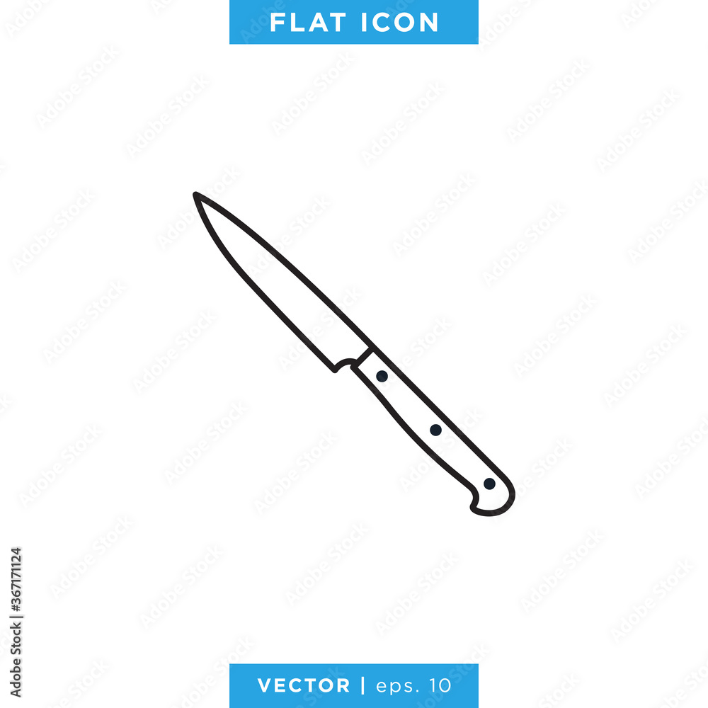 Kitchen Knife Icon Vector Design Template. Editable Stroke. Kitchen Knife Icon Vector Design Template. Editable Stroke.