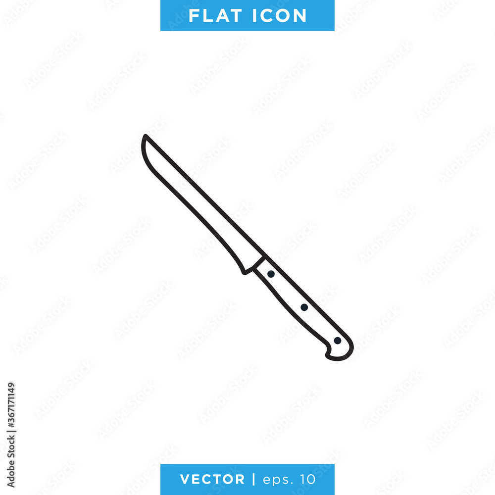 Kitchen Knife Icon Vector Design Template. Editable Stroke. Kitchen Knife Icon Vector Design Template. Editable Stroke.